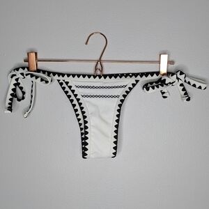 Sunny Maya white black embroidered tie waist bikini bottom M